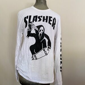 White Graphic Long Sleeve Shirt